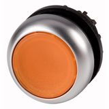 Illuminated pushbutton actuator, RMQ-Titan, Flush, momentary, orange, Blank, Bezel: titanium