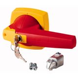 Toggle, 12mm, door installation, red/yellow, cylinder lock