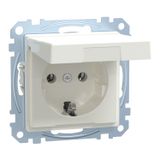 SCHUKO socket with hinged lid, plug-in terminals, polar white glossy, system