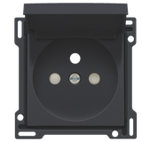 Finishing set for socket outlet with hinged lid, pin earthing and shutters, flush-mounting depth 28.5 mm, anthracite coated