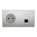 Art d'Arnould univers Memory 2P+E 16A 250V power socket and RJ45 category 6 FTP socket - brushed steel