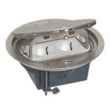 Floor box with hinged lid - IP 66 - 4 modules - stainless steel