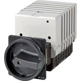 Main switch, T5, 100 A, rear mounting, 7 contact unit(s), 14-pole, STOP function, With black rotary handle and locking ring