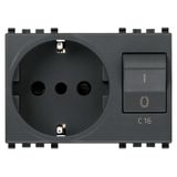 2P+E 16A P30 outlet+C16 CB grey