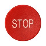 Button plate flat with inscription, red with white " STOP "