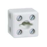 034334 Bipolar porcelain terminal block with 1 fixing hole dimensions 20x18x19mm capacity 2.5mm²