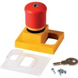 Emergency-stop button, key unlocking, for expansion/installation housing