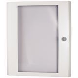 Sheet steel door transparent with rotary door handle HxW=1200x600mm, white