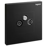 Galion - 1 gang TV-R-SAT socket outlet - Matt Black