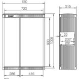 CDC, size 1/1005, asymmetrical doors, w/ mounting plate, 1005x780x315 