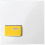 Central plate for stop button, yellow, polar white glossy, system M