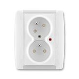 5593E-C02357 01 Double socket outlet with earthing pins, shuttered, with turned upper cavity, with surge protection