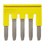 Cross bar for terminal blocks 2.5 mmÂ² screw models, 5 poles, Yellow co XW5T0041M