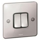 Synergy Authentic 2 gang 2-way switch - 10AX - Polished Stainless Steel