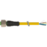 M12 female 0° A-cod. with cable PUR 5x0.34 ye UL/CSA+drag ch. 2,5m