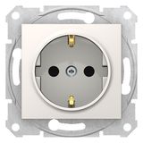 Sedna - single socket outlet, side earth - 16A screwl shutt, without frame cream