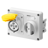 FIXED INTERLOCKED HORIZONTAL SOCKET-OUTLET - WITHOUT BOTTOM - WITHOUT FUSE-HOLDER BASE - 3P+N+E 32A 100-130V - 50/60HZ 4H - IP44