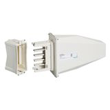 Feed unit, Canalis KSA, 100A, right mounting, without line protection, polarity 3L+N+PE, white RAL9001