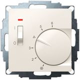 UP room controller, RAL1013 glossy 55x55, 5-30C, AC 230V, 1NC, 10 A, temperature reduction approx. 4K, switch on/off, display controller "on"