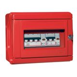 Plexo safety box for IP55 IK07 boiler room with 2 LEDs, 1 4P circuit breaker and 1 2P circuit breaker