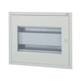 Complete flush-mounted flat distribution board with window, grey, 24 SU per row, 2 rows, type C