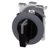 Illuminable selector switch, 30 mm, round, Metal matt, black, Selector switch short, front ring  3SU1062-2DL10-0AA0-Z X90