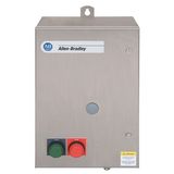 Allen-Bradley 509-AJA-1 Non-Reversing Starter, Size 0, NEMA 3R/4/12 Metal No Reset, NEMA 3R/12 Painted Metal, 3 Phase, Eutectic Overload, No Fuse Cover, Standard Capacity, 230-240V 60Hz, 3 HP, START-STOP Push Button