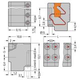 2-conductor female connector push-button PUSH WIRE® gray