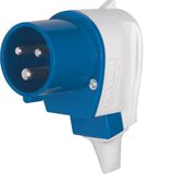 CEE right angle plug 3pole 16 A, connecting system, grey/blue