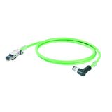 PROFINET Cable (assembled), M12 D-code – IP 67 angled pin, RJ45 IP 20,