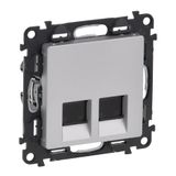 Double RJ45 socket Valena Life category 6 UTP with cover plate aluminium