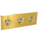 Art d'Arnould univers Memory triple standard Schuko horizontal power socket 2P+E 16A 250V - Brushed Gold