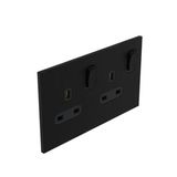 Art d'Arnould - 2 gang BS socket outlet 13 A-250V double pole switched Epure - Matt Black