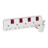 Multi-Outlet Extension Sockets British Standard 4X2P+E + 4 switches Illuminated British Standard plug + 3M cable length