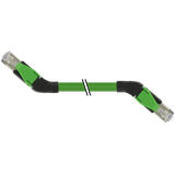 RJ45 45° right/RJ45 45° right PUR 1x4xAWG22 shielded gn+dragch 0.2m