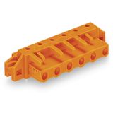 THT female header angled Pin spacing 7.62 mm orange