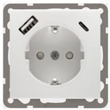 SCHUKO socket with USB charger aluminum