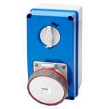 VERTICAL FIXED INTERLOCKED SOCKET OUTLET - WITH BOTTOM - WITHOUT FUSE-HOLDER BASE - 2P+E 63A 380-415V - 50/60HZ 9H - IP67