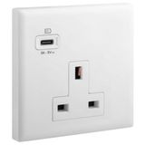 Eloe 1gang BS 13A unswitched socket + USB A