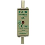 Fuse-link, low voltage, 6 A, AC 500 V, NH000, aM, IEC, dual indicator