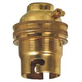 Socket for B22 bulb - with ring - side cable outlet - brass