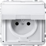 Socket with protective contact pin and hinged cover and labeling field screw-lift terminals, polar white, AQUADESIGN