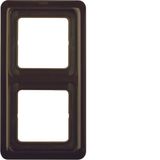 Frame 2gang, sealing, splash-proteced flush-mtd IP44, brown glossy