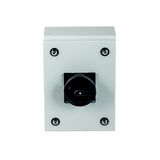 Main switch, P1, 32 A, surface mounting, 3 pole + N, STOP function, With black rotary handle and locking ring, Lockable in the 0 (Off) position, in st
