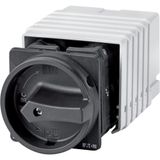 Main switch, T5B, 63 A, flush mounting, 6 contact unit(s), 12-pole, STOP function, With black rotary handle and locking ring