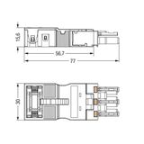 Socket with strain relief housing 3-pole white