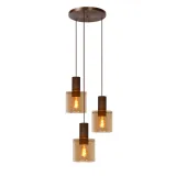 TOLEDO Pendant 3xE27/60W Copper/Glass Amber