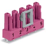 Socket for PCBs straight 5-pole pink