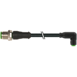 M12 male 0° / M8 female 90° A-cod. snap-in PUR 4x0.25 bk +drag ch. 5m