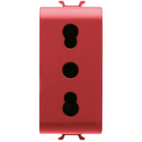 ITALIAN STANDARD SOCKET-OUTLET 250V ac - FOR DEDICATED LINES - 2P+E 16A DUAL AMPERAGE - P11-P17 - 1 MODULE - RED - CHORUSMART